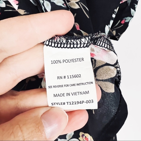 Lush Floral Blouse Top L Spring Office Business - Picture 7 of 7